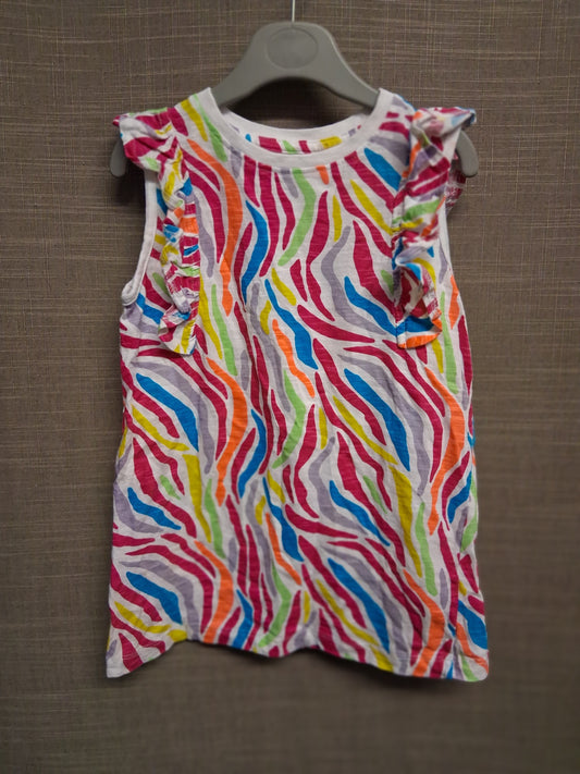 Dunes Stores Girls Multicolour Striped Sleeveless T-Shirt Age 7-8 Years