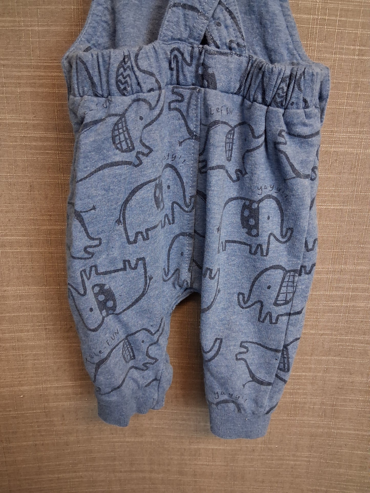 George Boys Blue Jersey Dungarees Elephant Print Age 0-3 Months