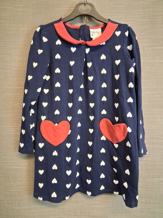 Nula Bug Girls Long Sleeve Love Heart Dress Age 6-7 Years Navy