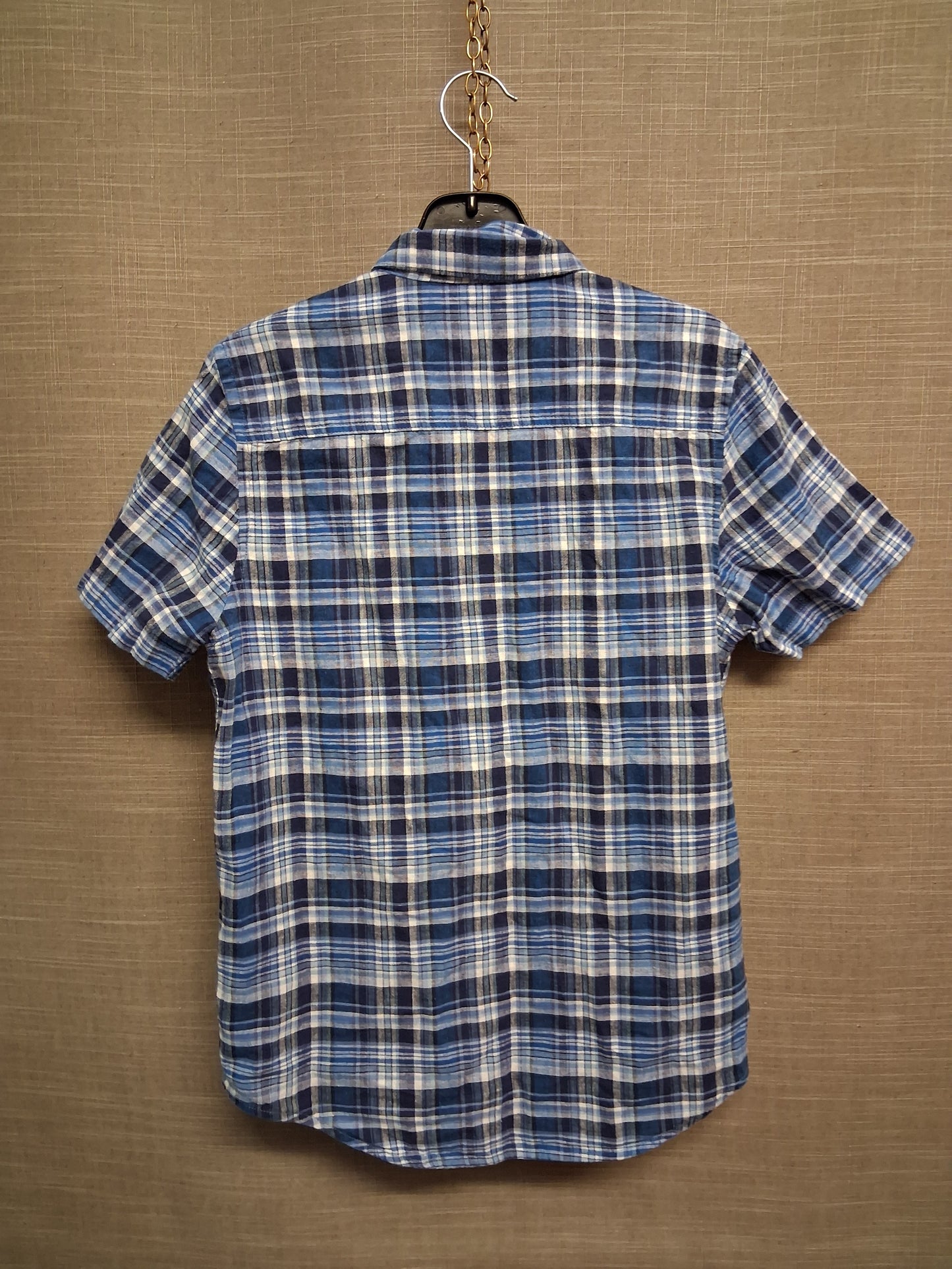 Next Boys Blue White Check Short Sleeve Shirt Age 11 Years