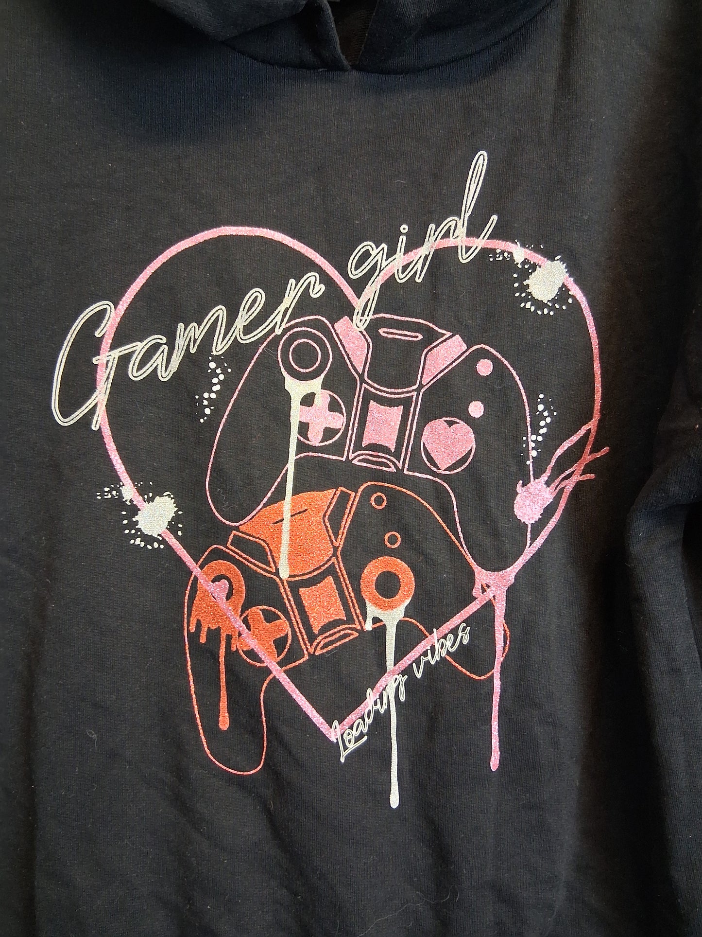 V by Very Girls Gaming Theme Black Hoodie Age 10-11 Years