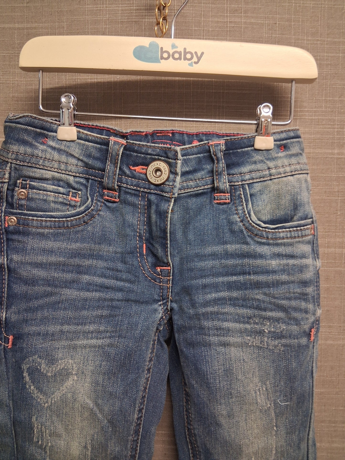 Next Girls Blue Denim Jeans Distressed Age 6 Years