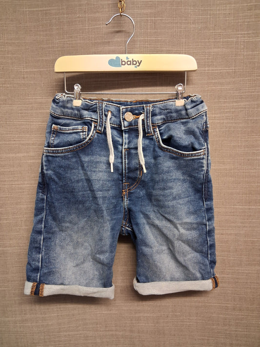 H&M Boys Soft Touch Slim Fit Denim Shorts Age 8-9 Years Adjustable Waist