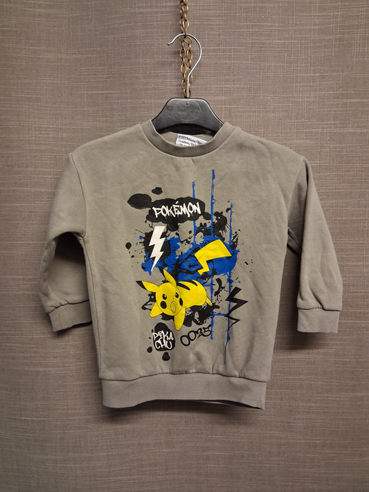 TU Pokemon Pikachu Grey Sweater Jumper Age 4