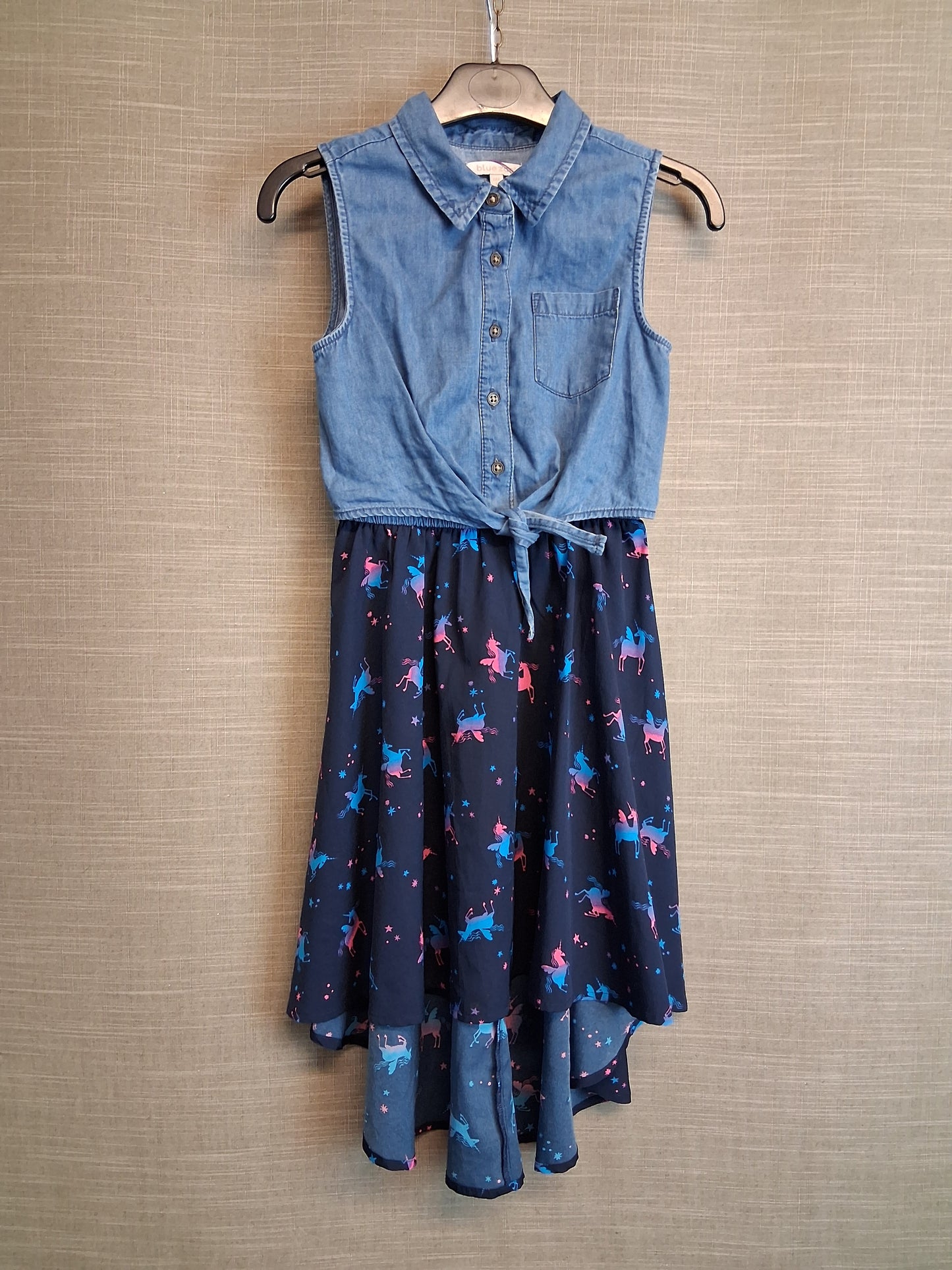 Blue Zoo Girls Unicorn Blue Hi Lo Hem Dress Age 8 Years