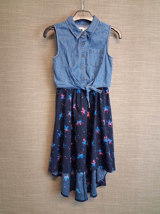 Blue Zoo Girls Unicorn Blue Hi Lo Hem Dress Age 8 Years