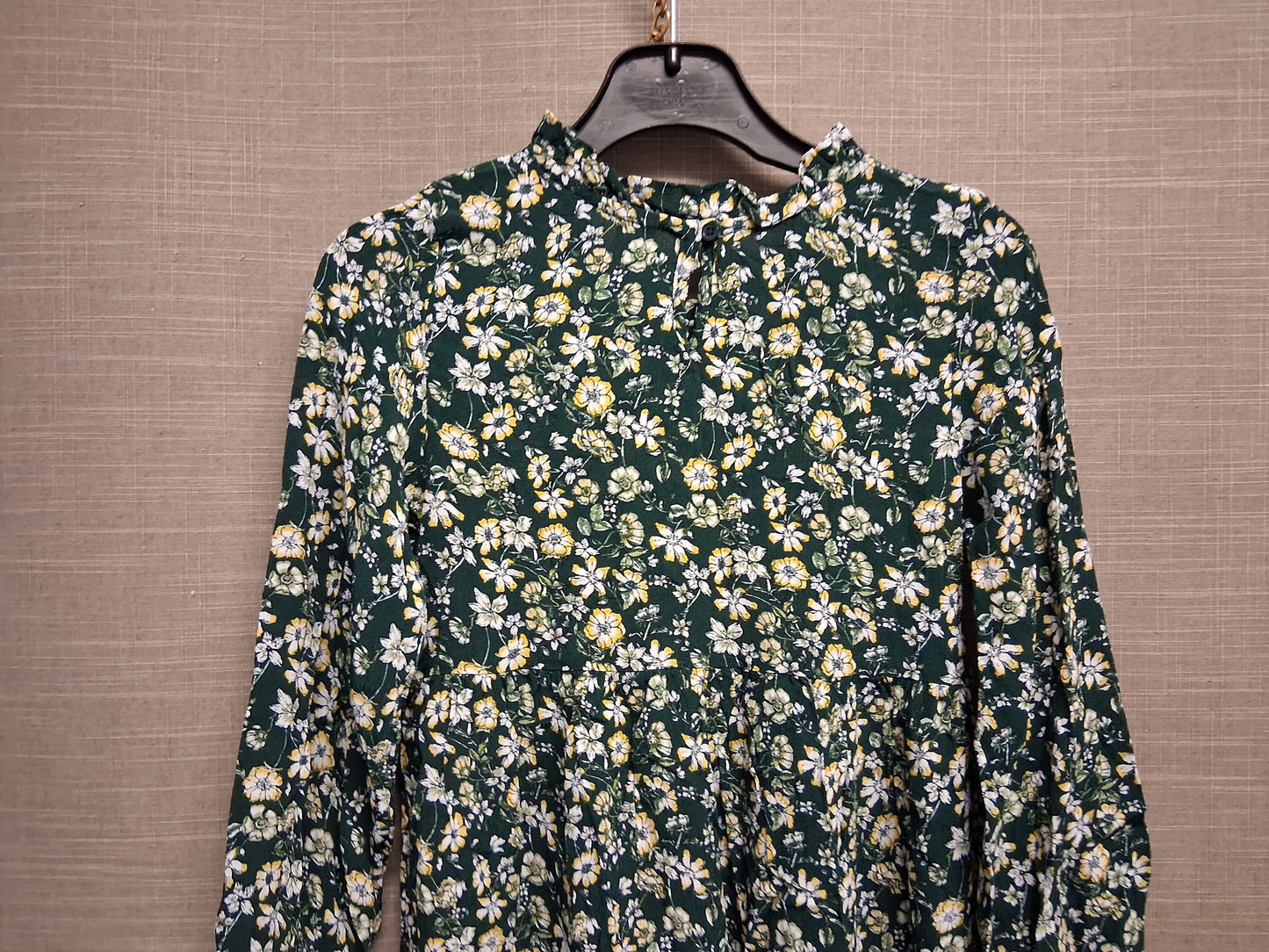 TU Girls Green Floral Long Sleeve A Line High Neck Dress Age 10 Years
