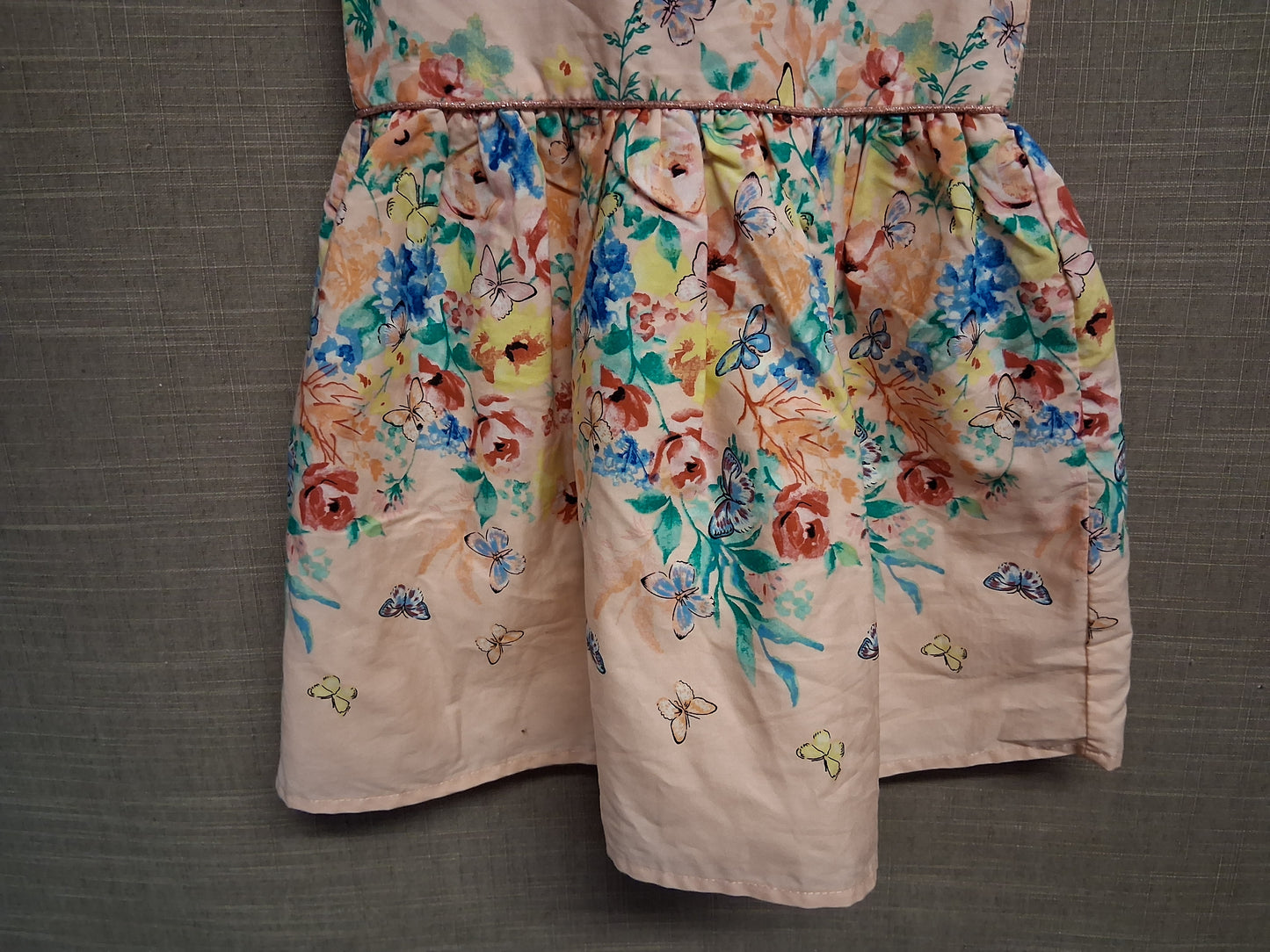 Primark Girls Peach Floral Sleeveless A Line Dress Party Age 18-24 Months New