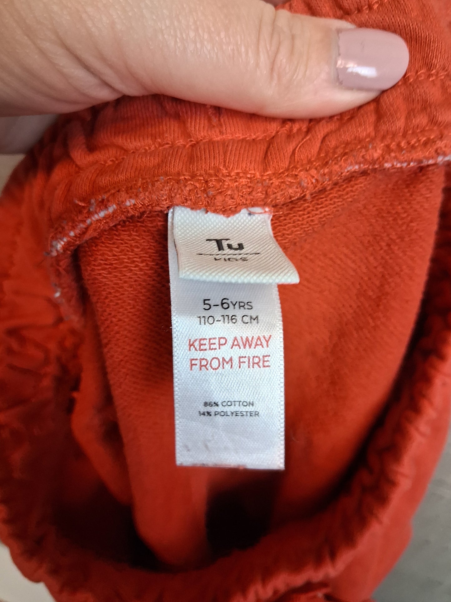 TU Boys Shorts Jersey Style Orange Red Age 5-6 Years