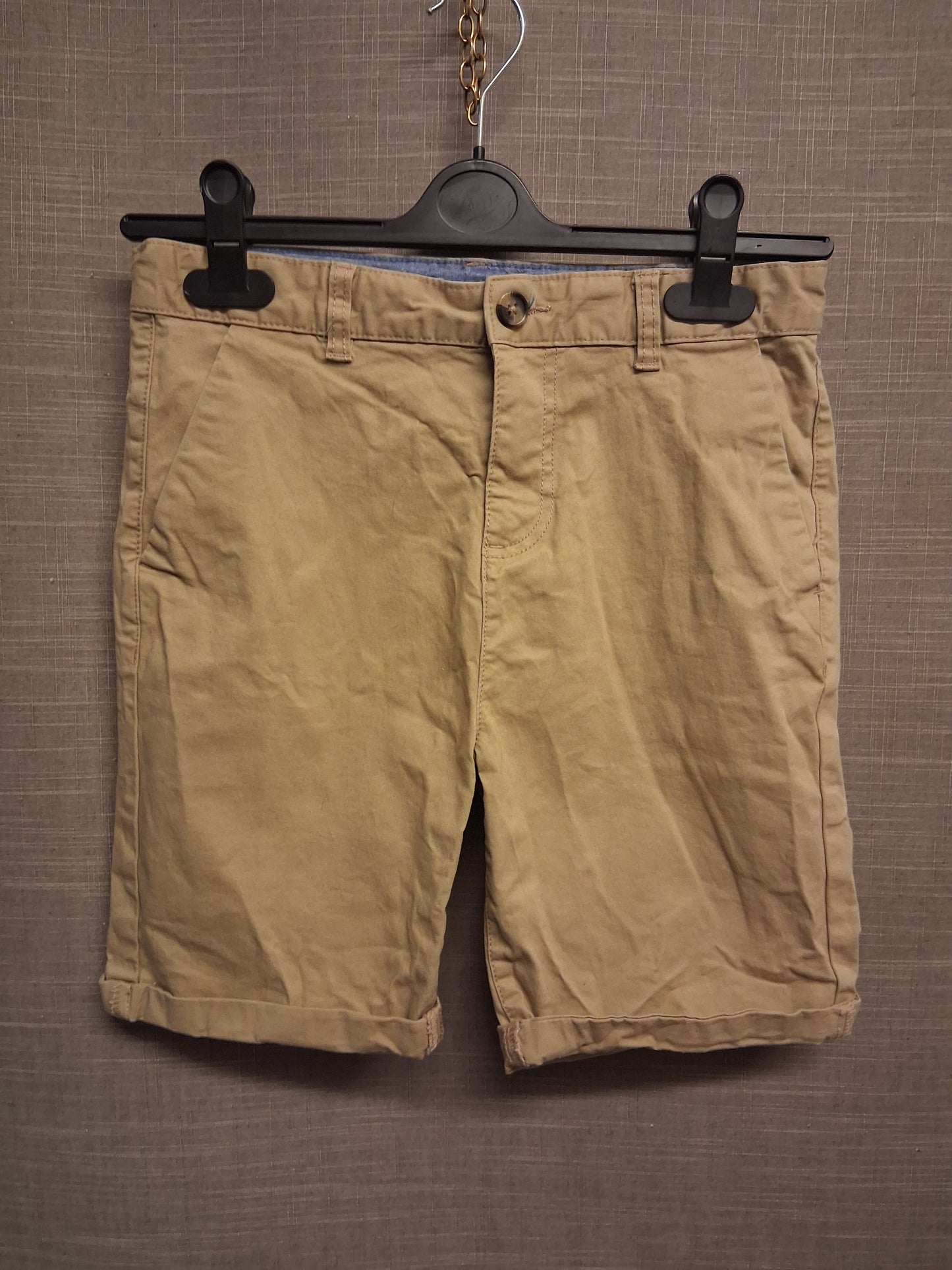 Primark Boys Beige Chino Shorts Adjustable Waist Age 13-14 Years