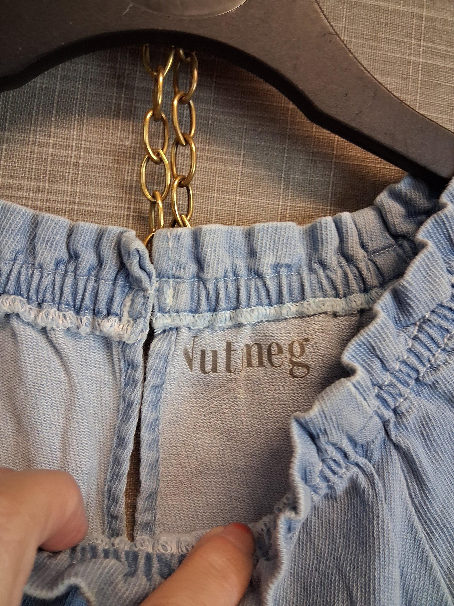 Nutmeg Girls Denim Playsuit Blue Age 3-4 Years with Pockets