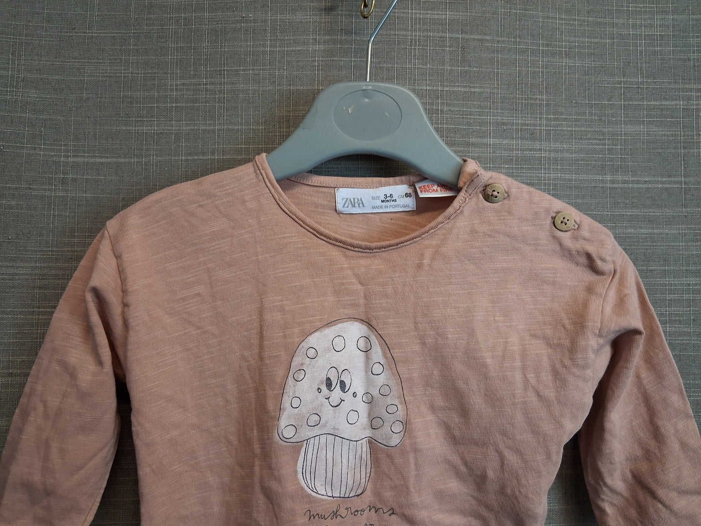 Zara Baby Tan Brown Long Sleeve T-Shirt Age 3-6 Months