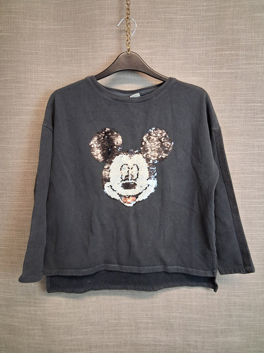 Zara Disney Mickey Mouse 2 way Sequin Sweater Faded Black Age 13-14 Years