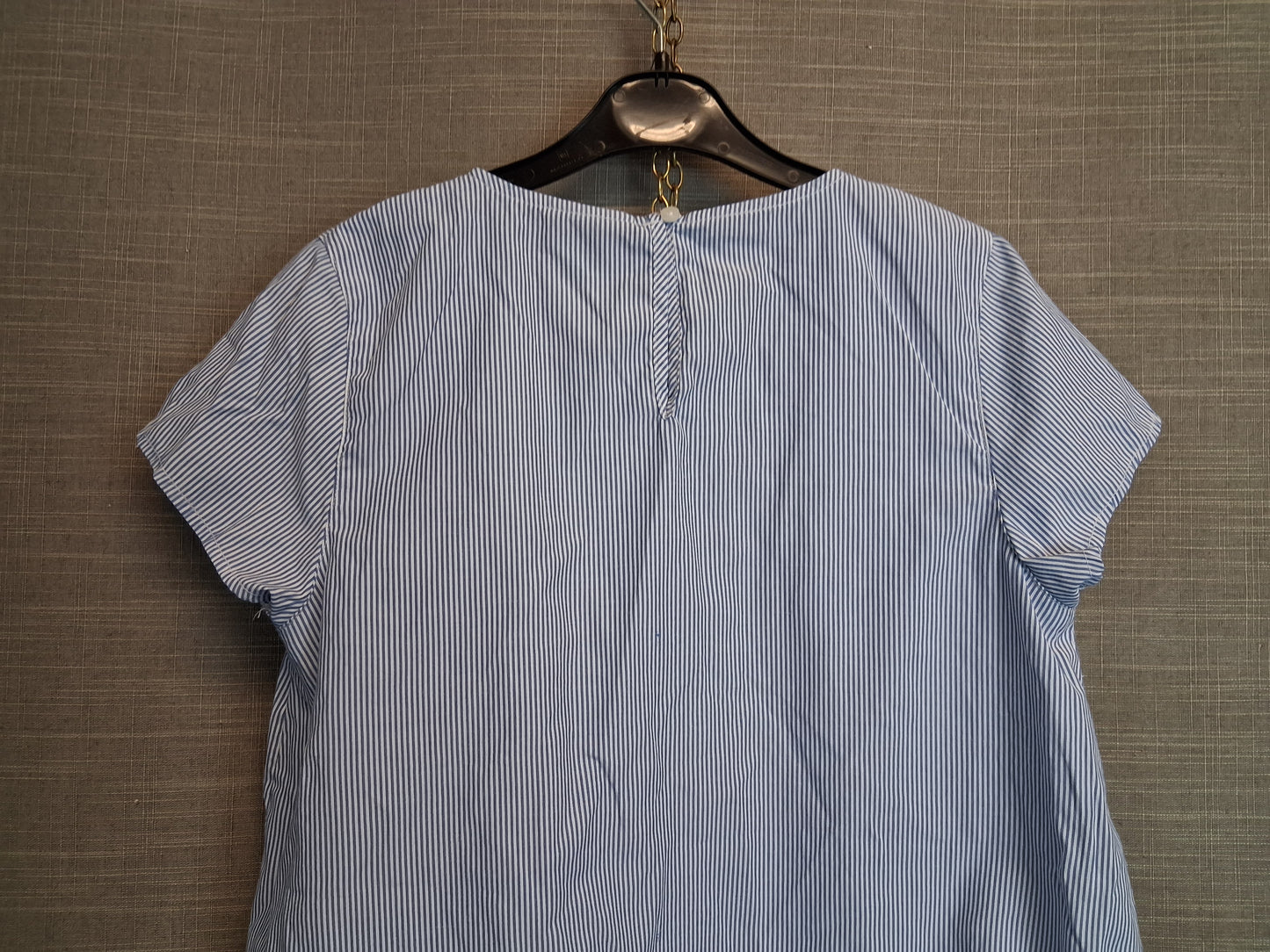 Matalan Girls Blue White Stripe Short Sleeve Top Pearl Detail Age 13 Years