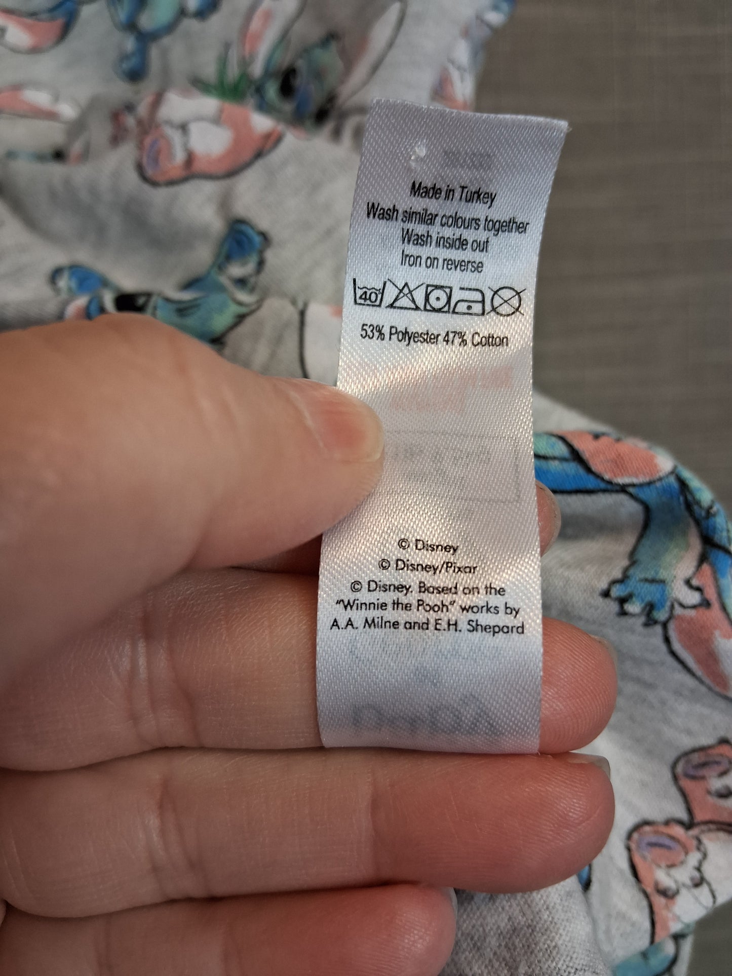 Disney Stitch Jersey Dress Grey Short Sleeve Age 6-9 Months
