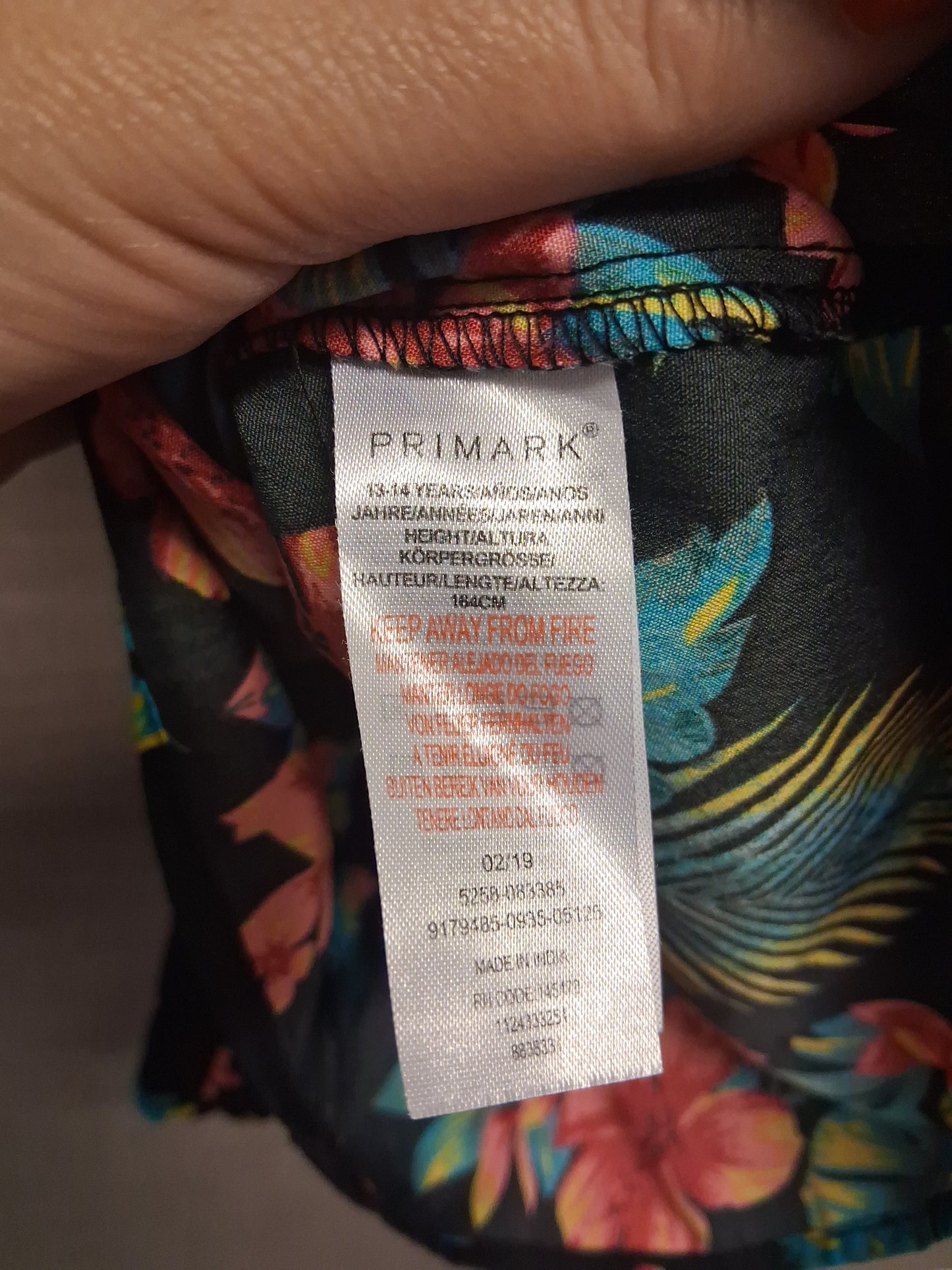 Primark Girls Black Multicolour Floral Playsuit Age 13-14 Years Lightweight