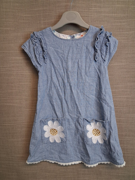 Mothercare Girls Denim Dress Age 3-4 Years Daisy Pockets