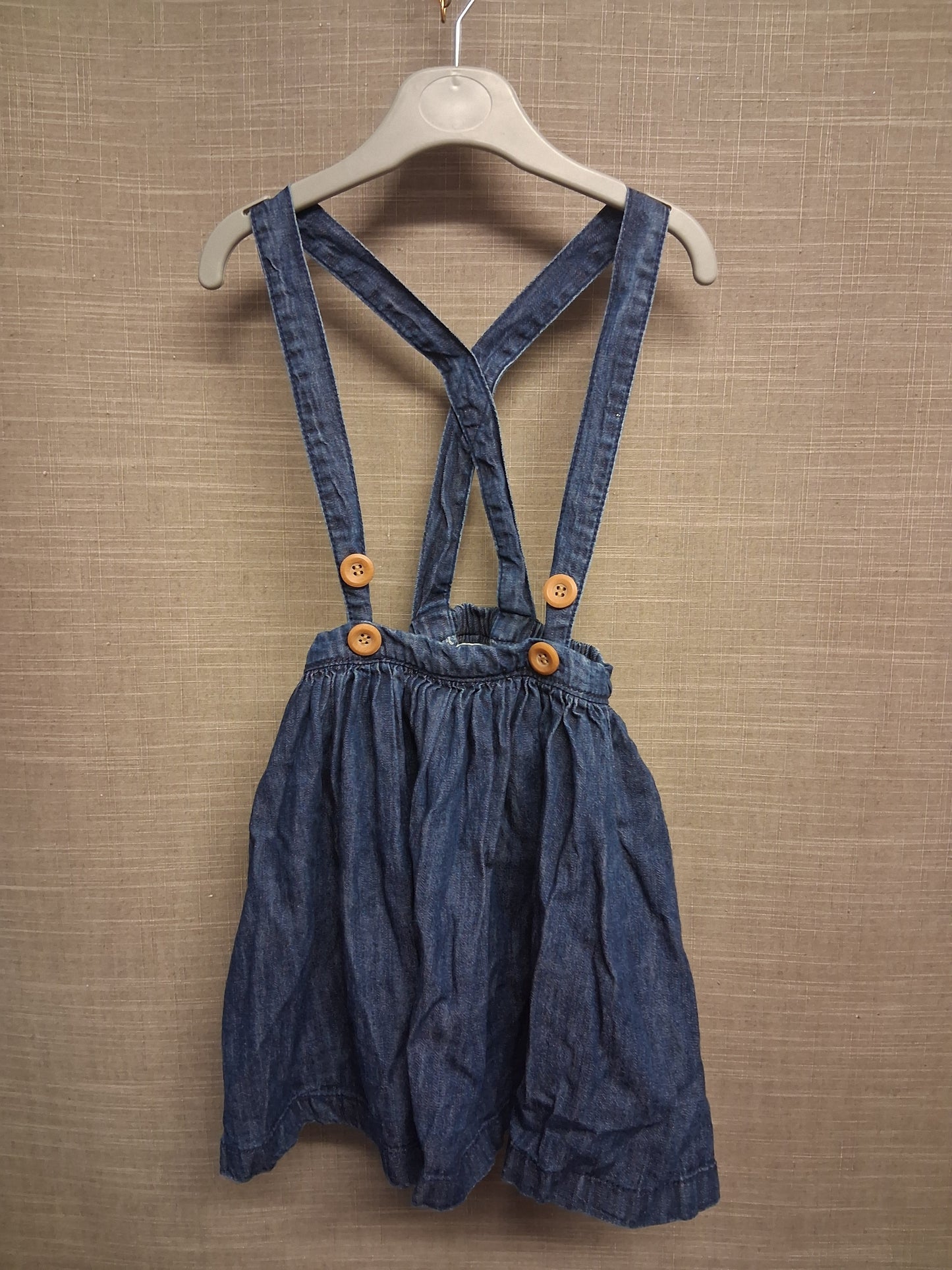 Next Girls Denim Blue Pinafore Skirt Age 4-5 Years