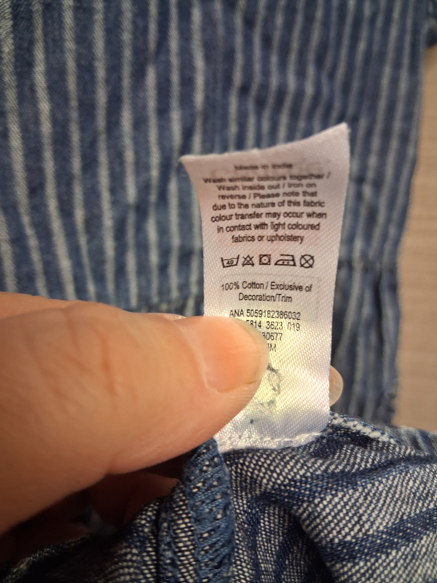 George Girls Denim Blue Stripe A Line Dress Age 5-6 Years