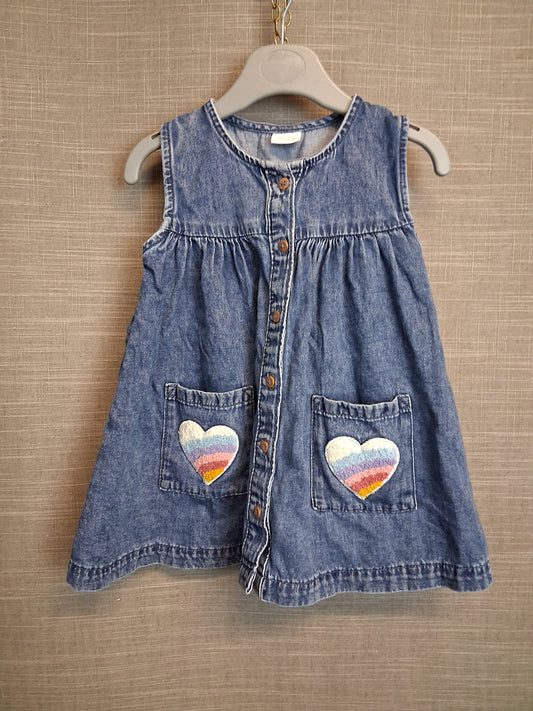Next Girls A Line Denim Dress Age 12-18 Months Sleeveless