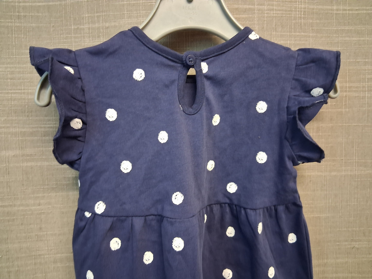 George Girls Blue Spotty A Line Dress Jersey Age 9-12 Months