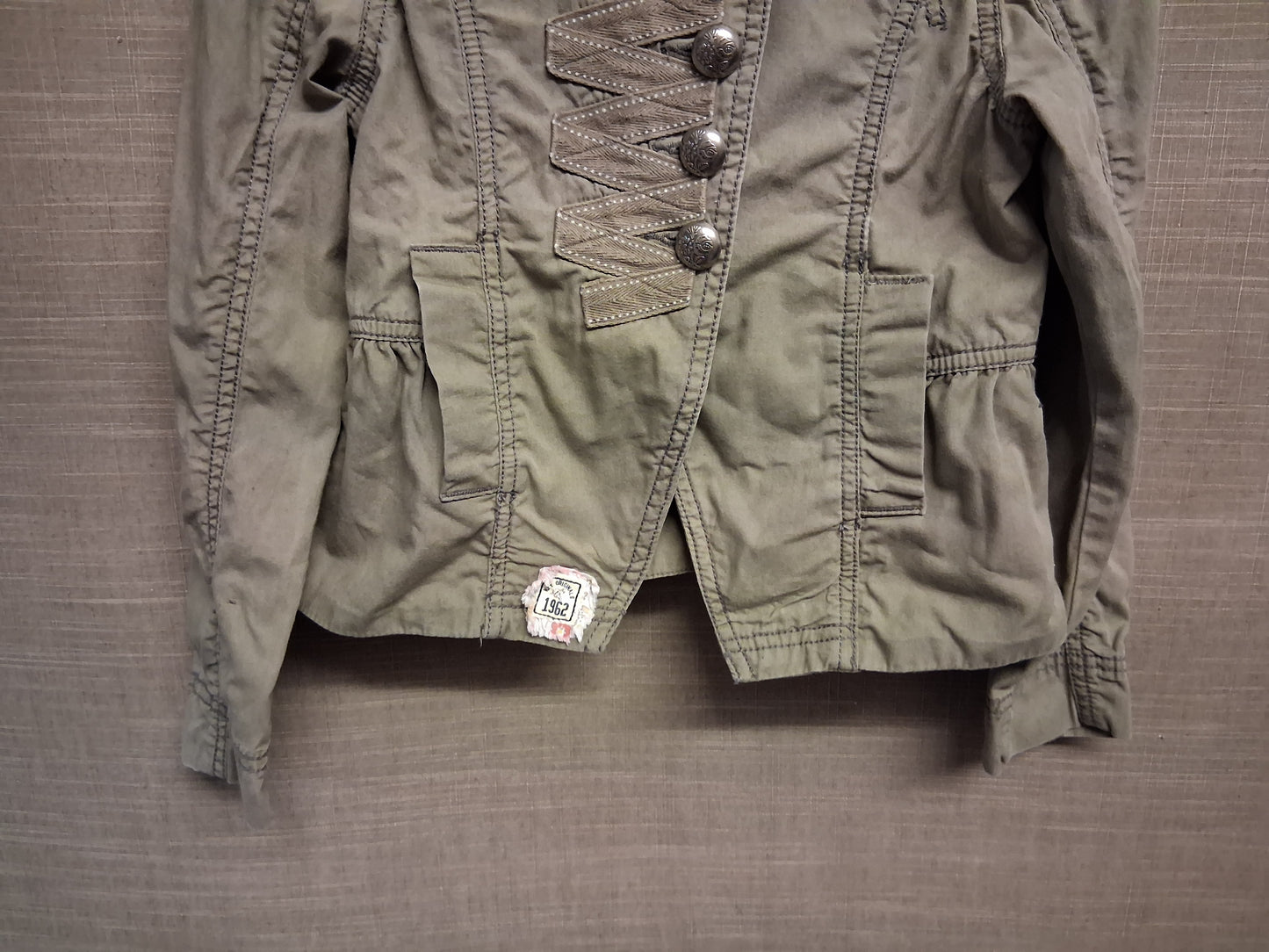 Next Girls Military Style Jacket Khaki Green Age 7-8 Years Vintage