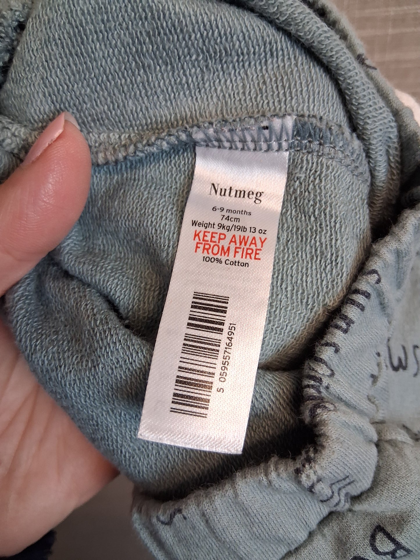 Nutmeg Boys Green Cargo Joggers Age 6-9 Months