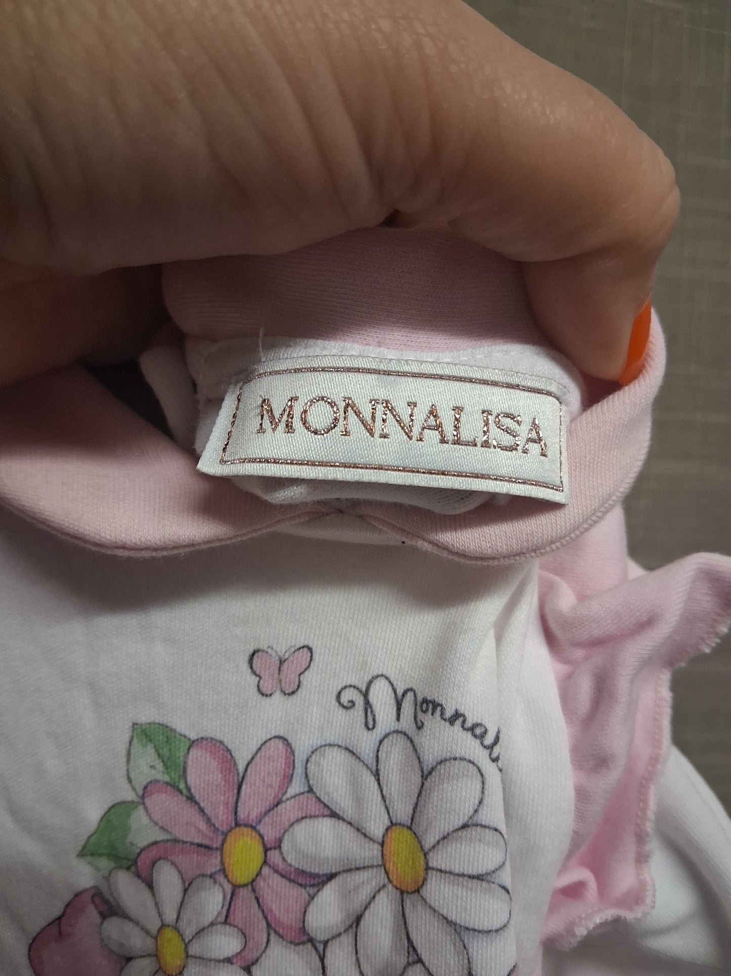 Monnalisa Romper Sleepsuit Girls White Pink Floral Age 1 month