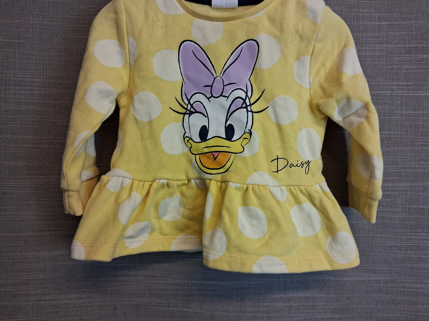 F&F Disney Daisy Long Sleeve T-Shirt Yellow Spotty Age 3-6 Months