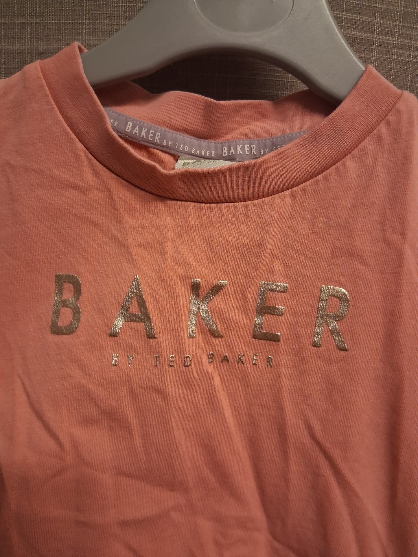 Ted Baker Girls T-Shirt Pink Short Sleeve Ruffle Trim Age 2-3 Years