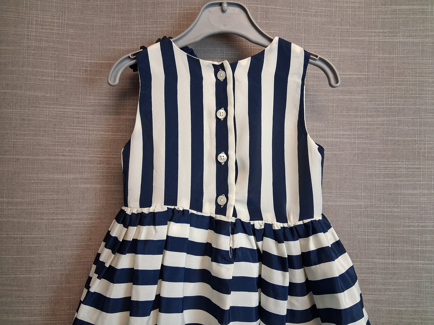 Nutmeg Girls Cream Navy Striped Party Dress Age 2-3 Years