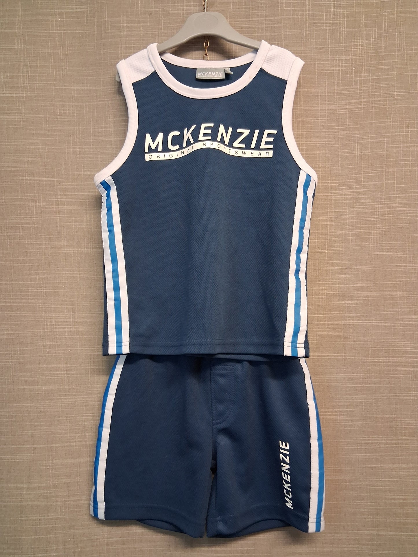 Mckenzie Boys Blue 2 Piece Set Basketball Style Shorts Vest Top