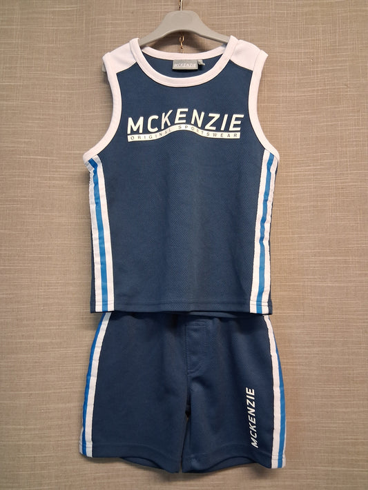 Mckenzie Boys Blue 2 Piece Set Basketball Style Shorts Vest Top