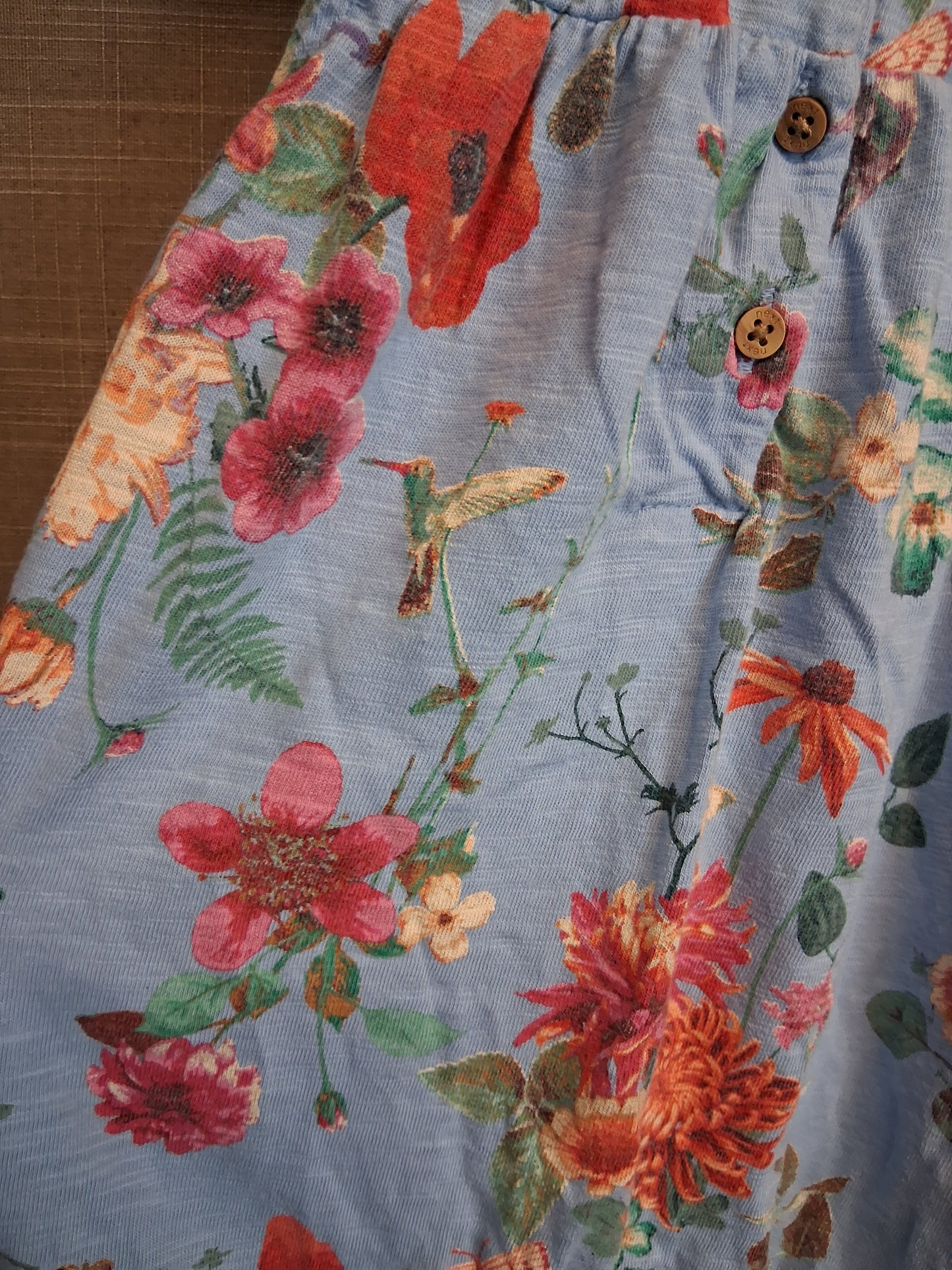 Next Girls Blue Floral Romper Sleeveless Jersey Age 3-6 Months