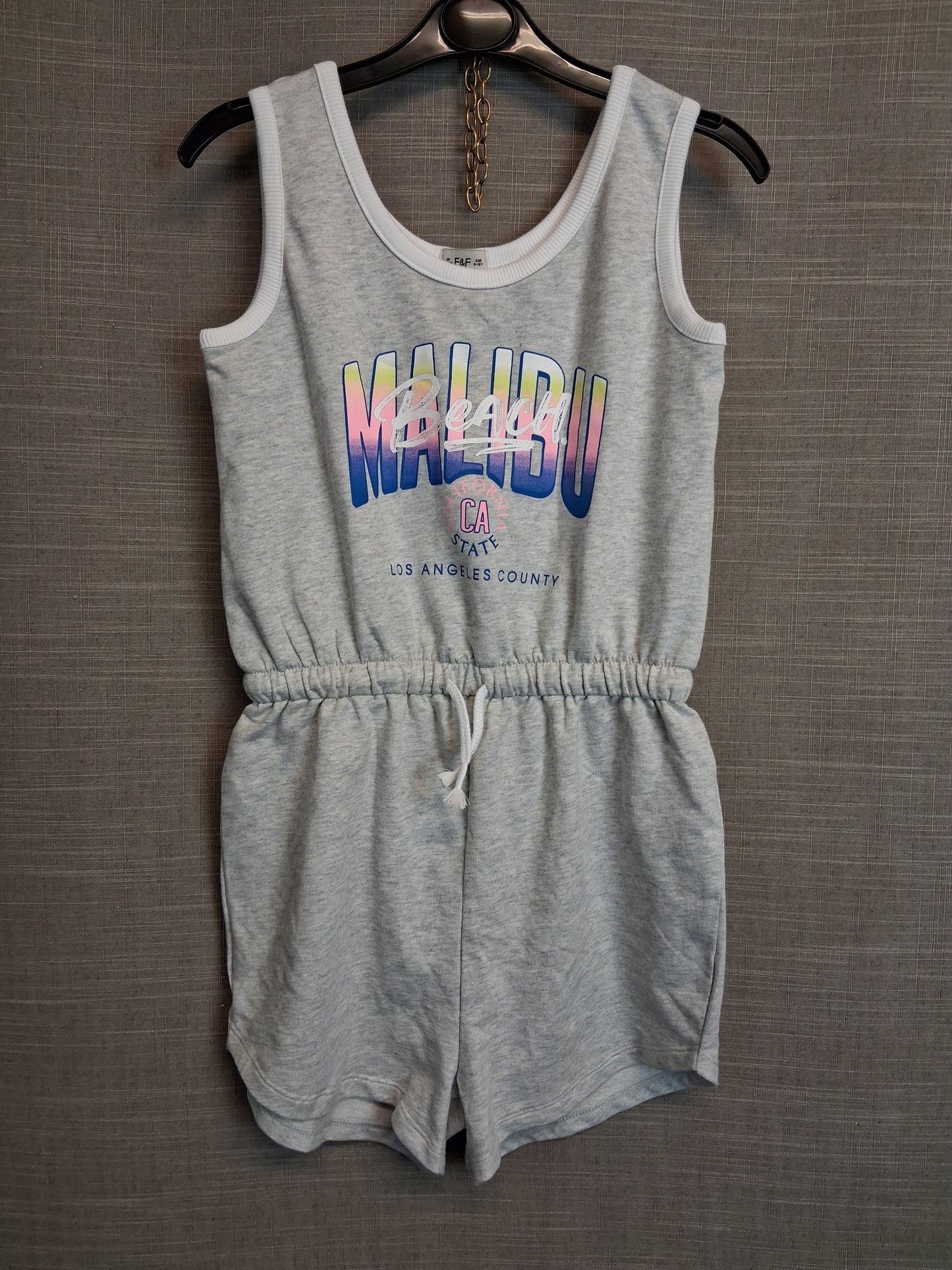 F&F Girls Playsuit Grey Jersey Age 9-10 Years
