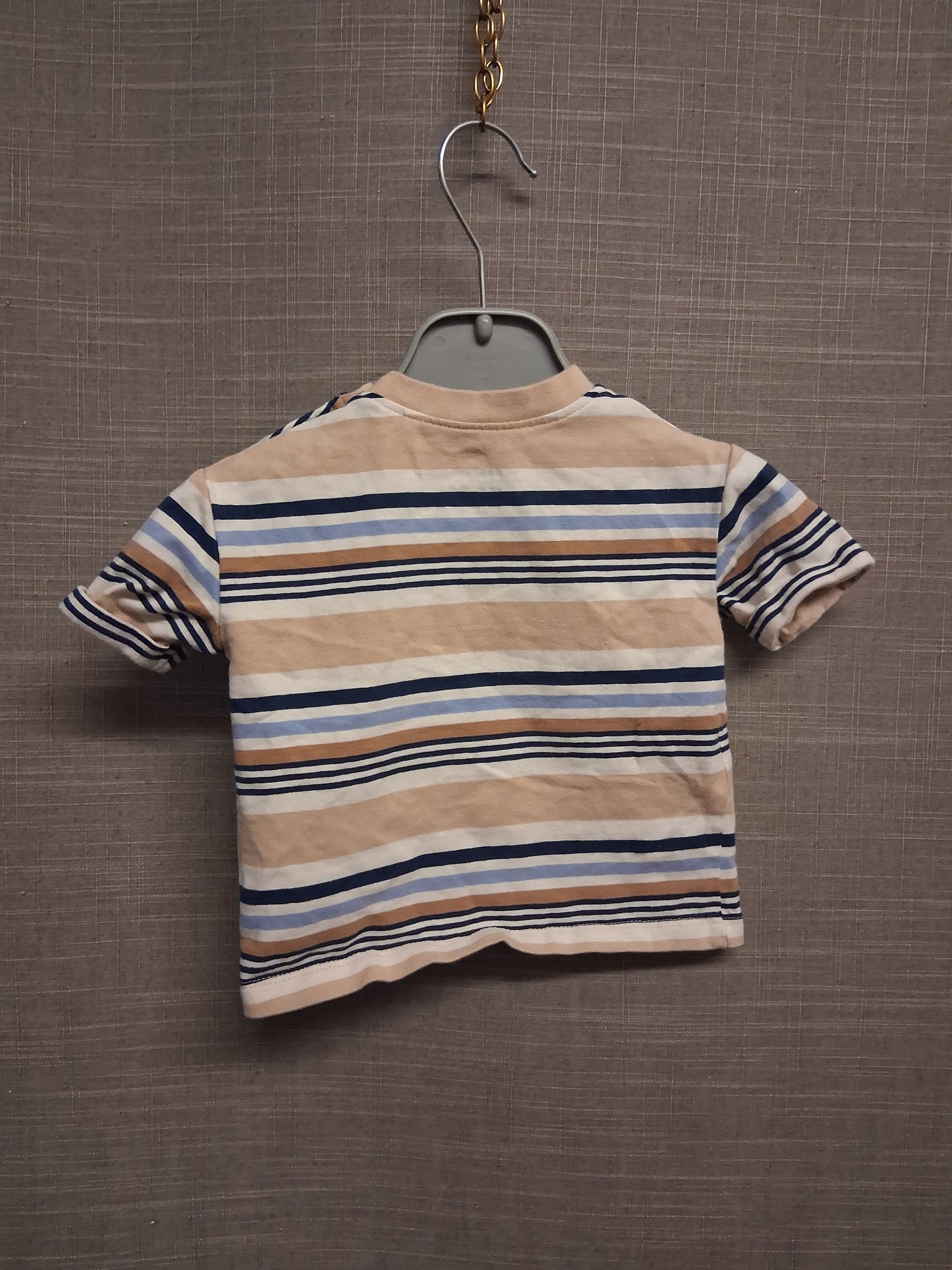 Next Boys Beige Striped Short Sleeve T-Shirt Age 0-3 Months