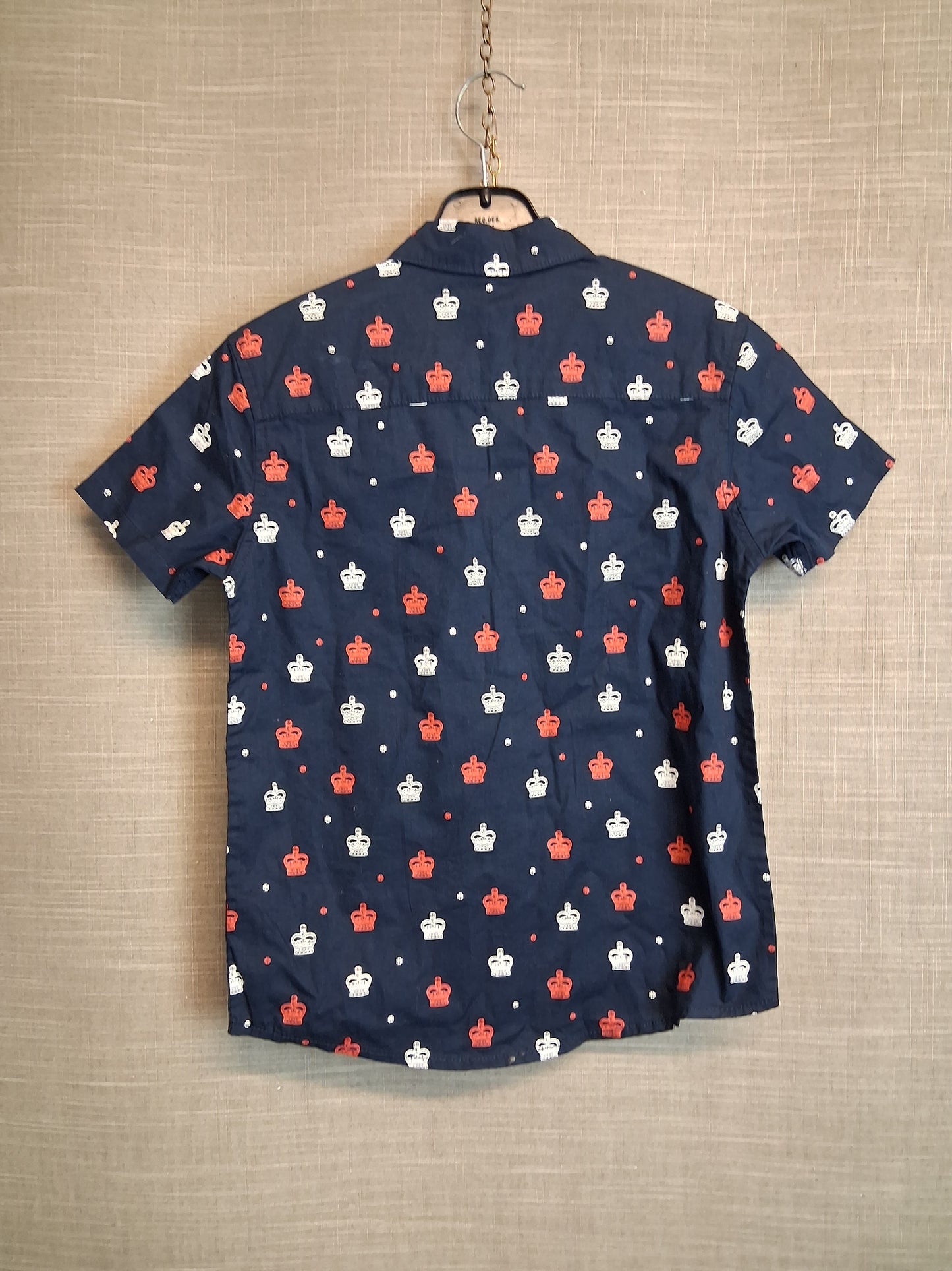 George Boys Blue King Crown Print Shirt Short Sleeve Age 10-11 Years