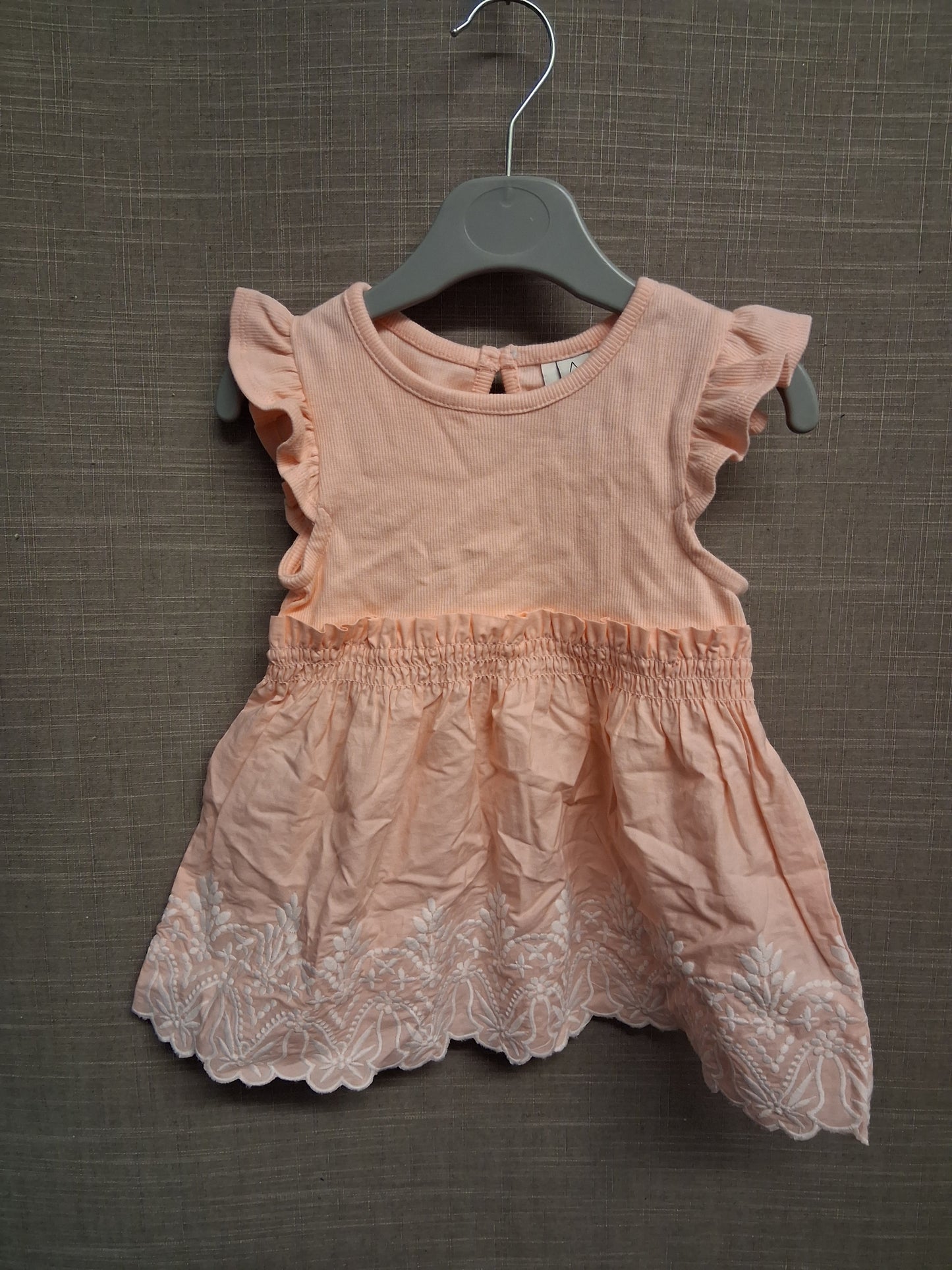 Joie Girls Peach Summer Dress Cap Sleeve Age 18-24 Months 100% Cotton