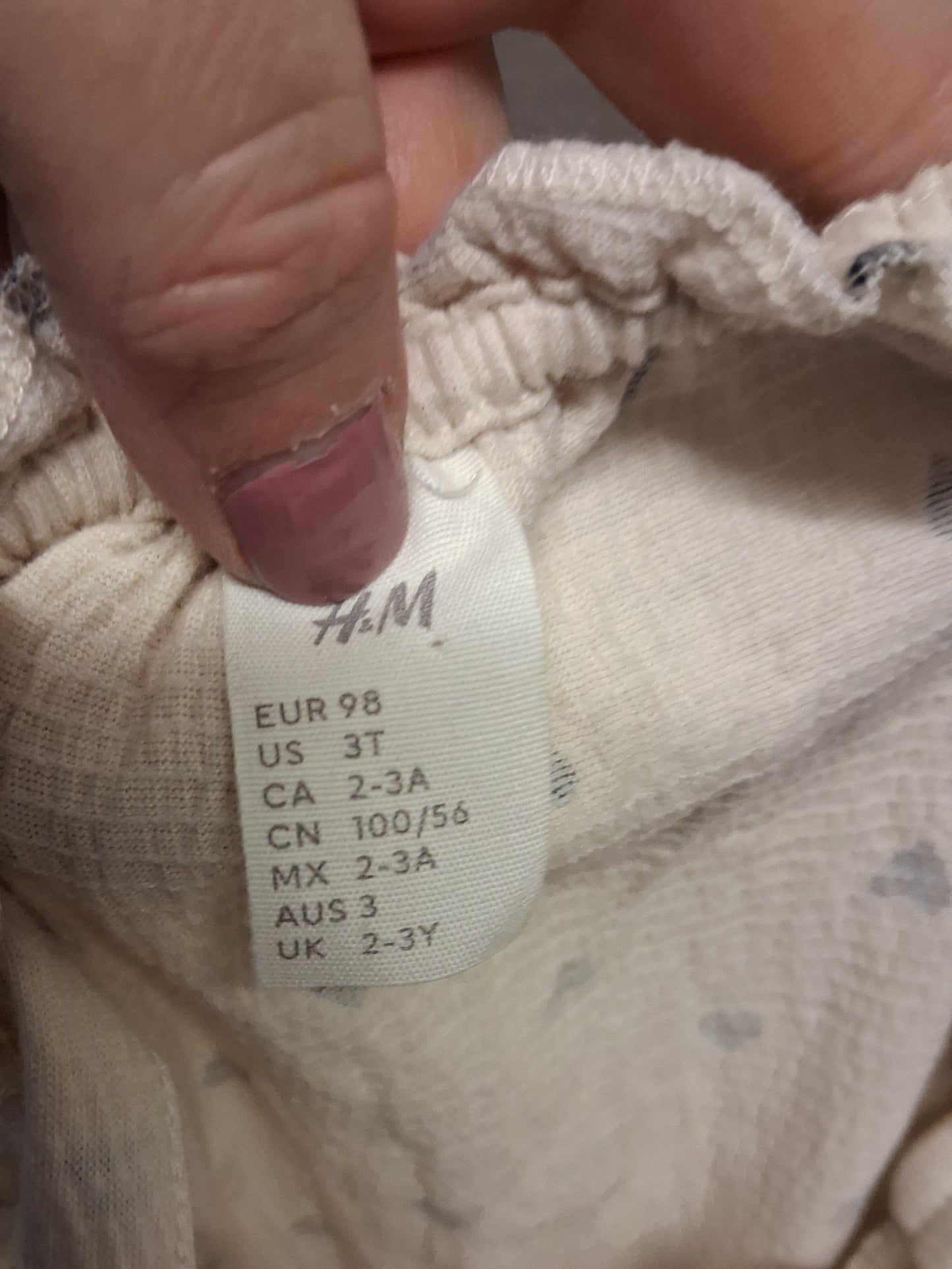 H&M Cream Love Heart Print Dungarees Jersey Age 2-3 Years
