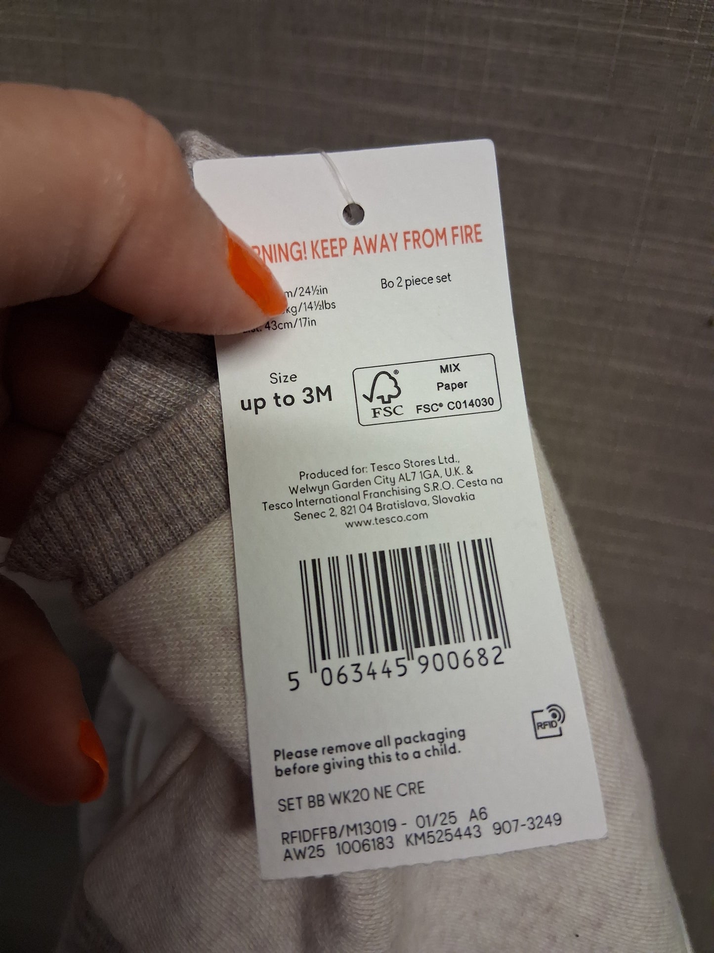 F&F Boys 2 Piece Jog Tracksuit Beige and Grey Age 0-3 Months New
