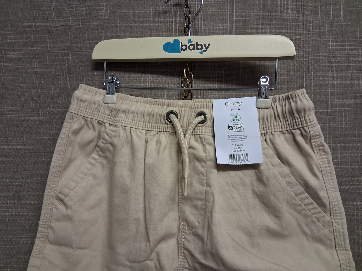 George Boys Beige Shorts Age 7-8 Years New