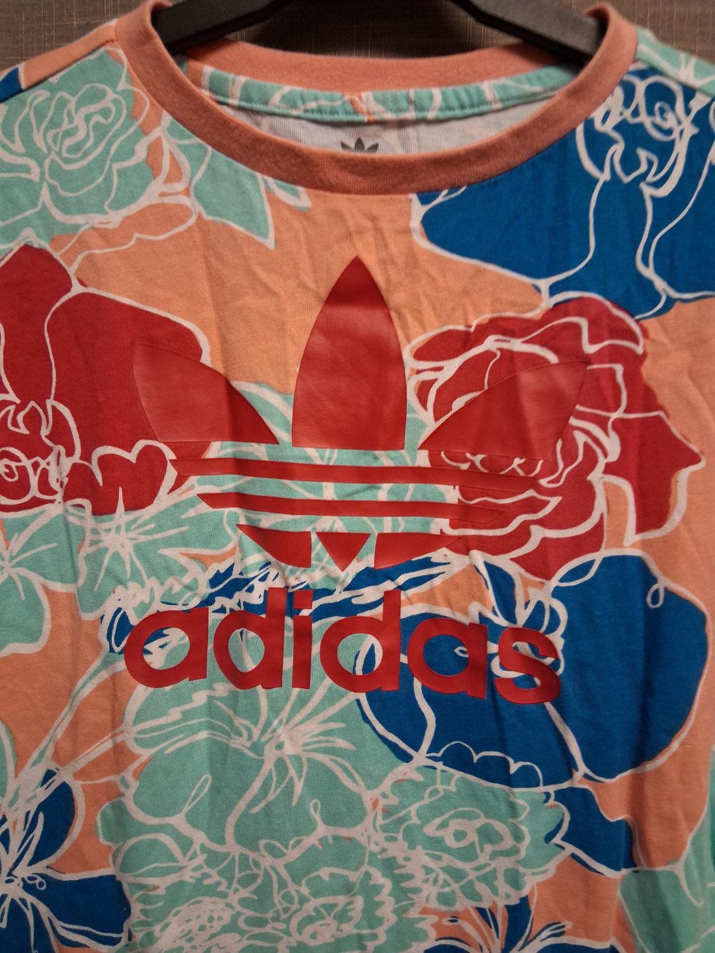 Adidas Girls Multicolour Floral Short Sleeve T-Shirt Age 9-10 Years