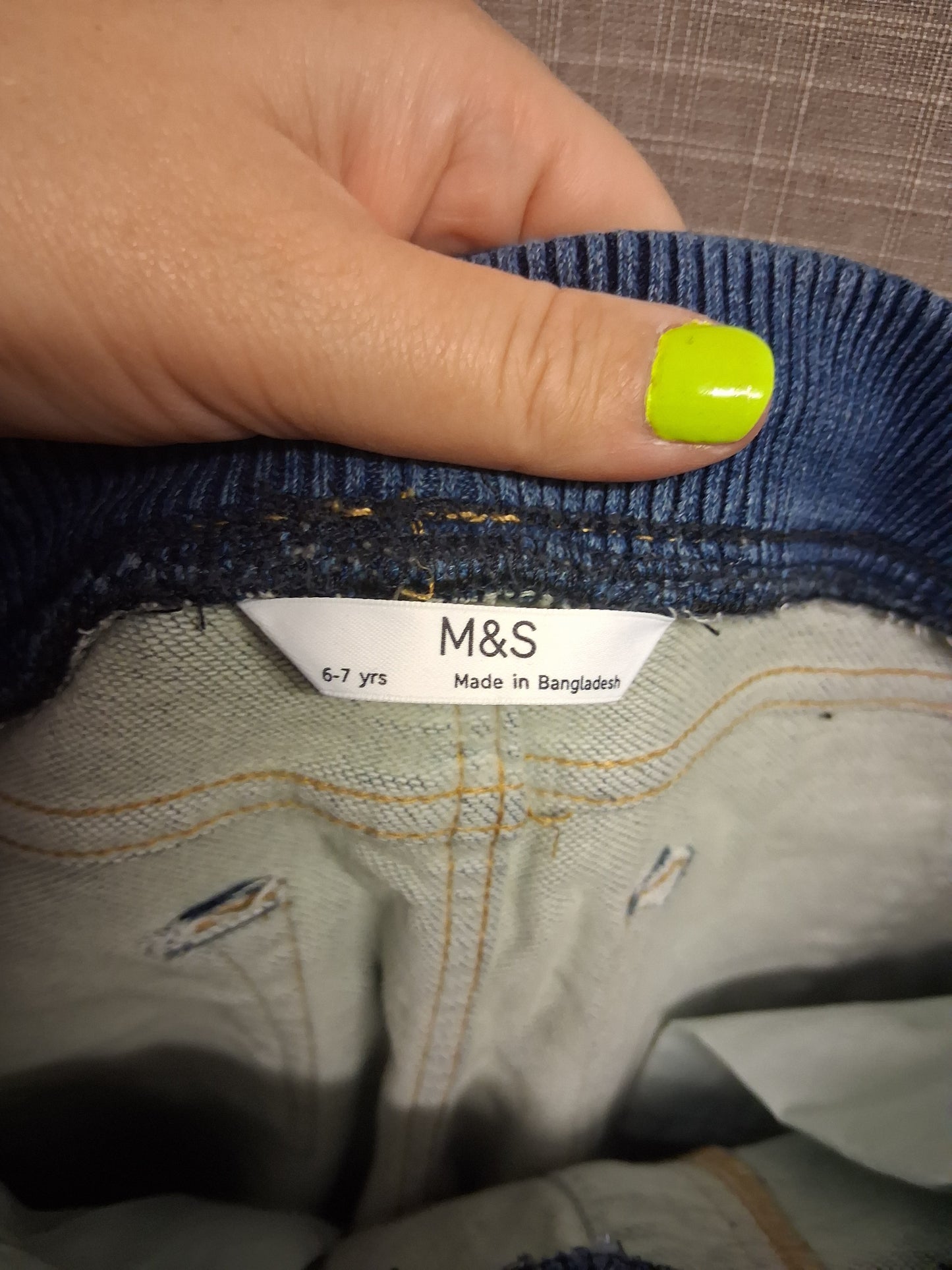 Marks and Spencer Boys Blue Elastic Waist Straight Leg Jeans Age 6-7 Years