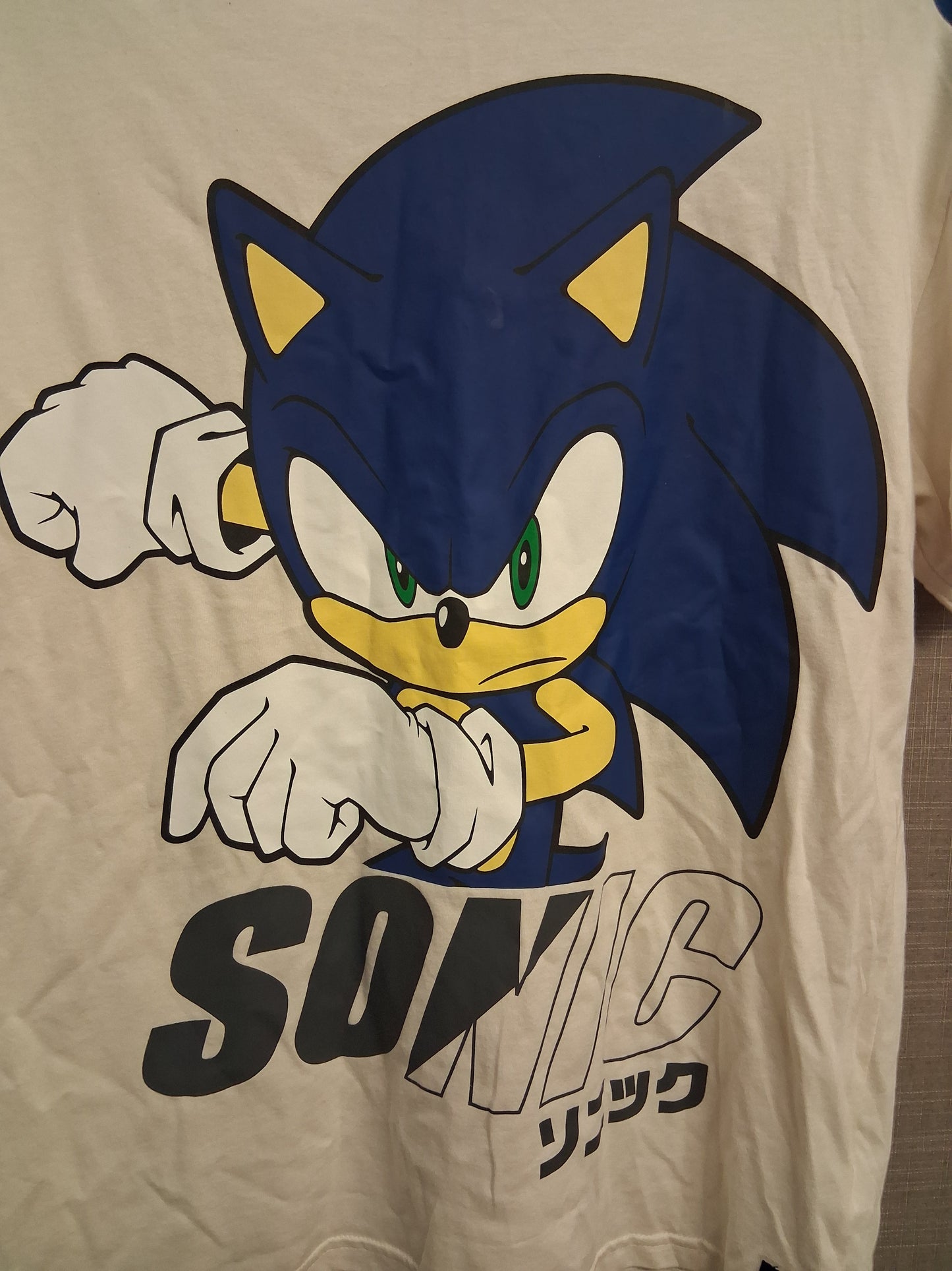 F&F Sonic the Hedgehog Cream Short Sleeve T-Shirt Age 12-13 Years