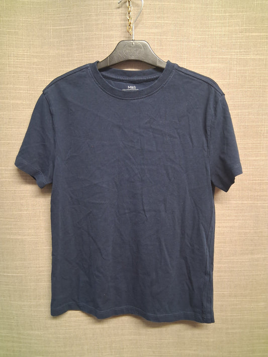 Marks and Spencer Navy Blue Short Sleeve T-Shirt Age 9-10 Years