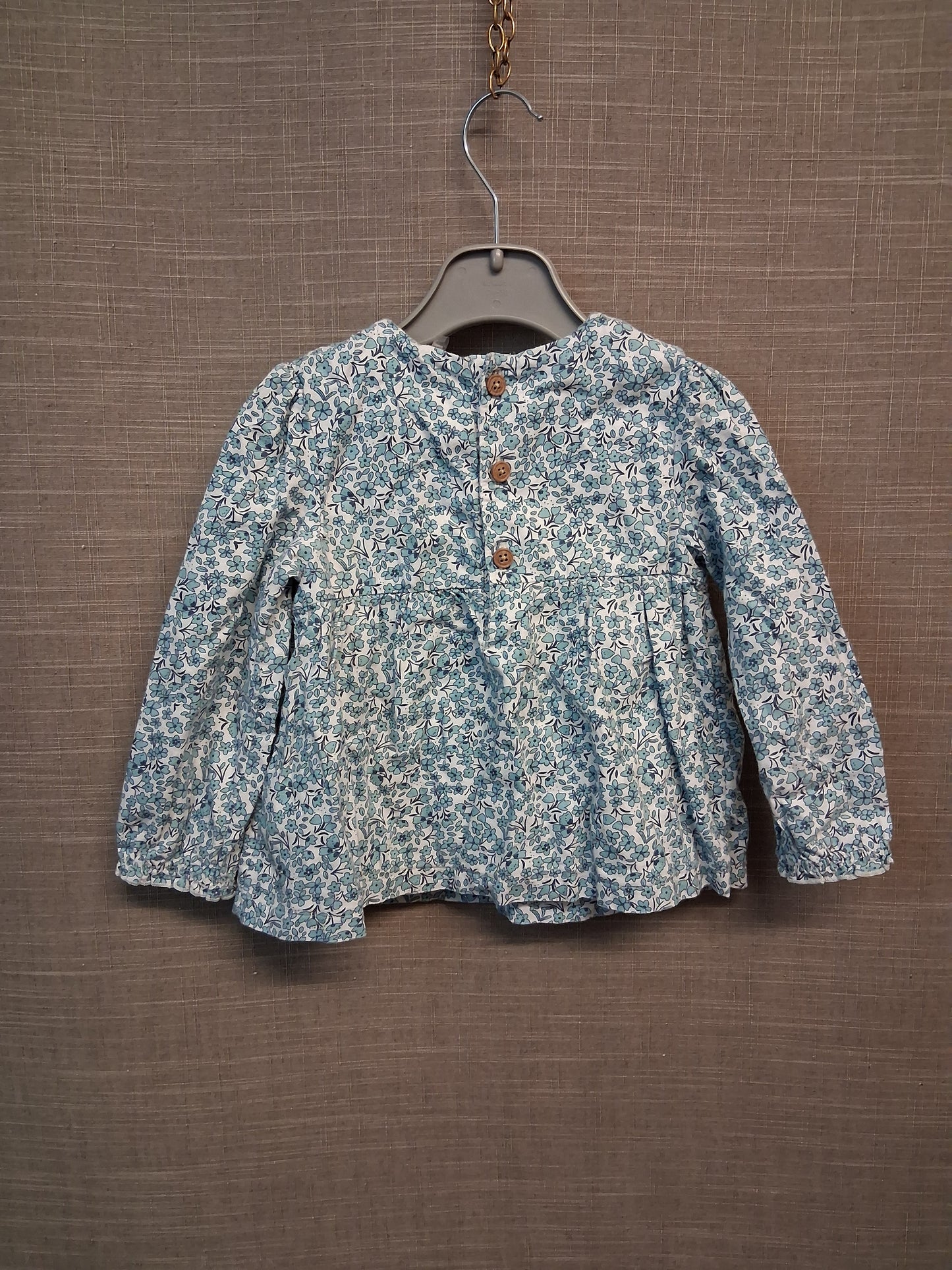 Marks & Spencer Girls Blue Floral Long Sleeve Top Age 12-18 Months