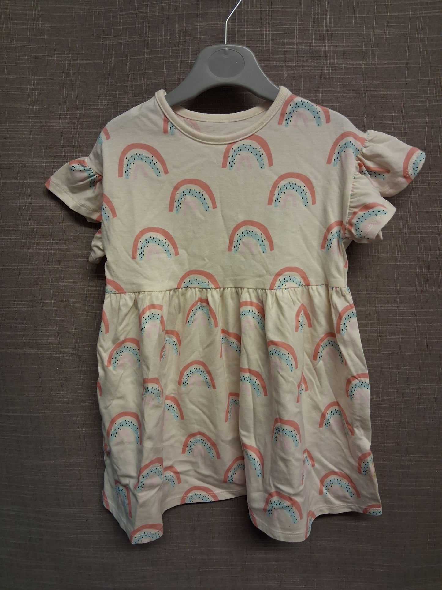 George Girls Rainbow Print Short Sleeve Jersey T-Shirt Dress Age 2-3 Years