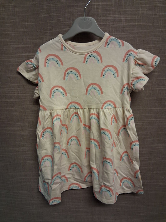 George Girls Rainbow Print Short Sleeve Jersey T-Shirt Dress Age 2-3 Years