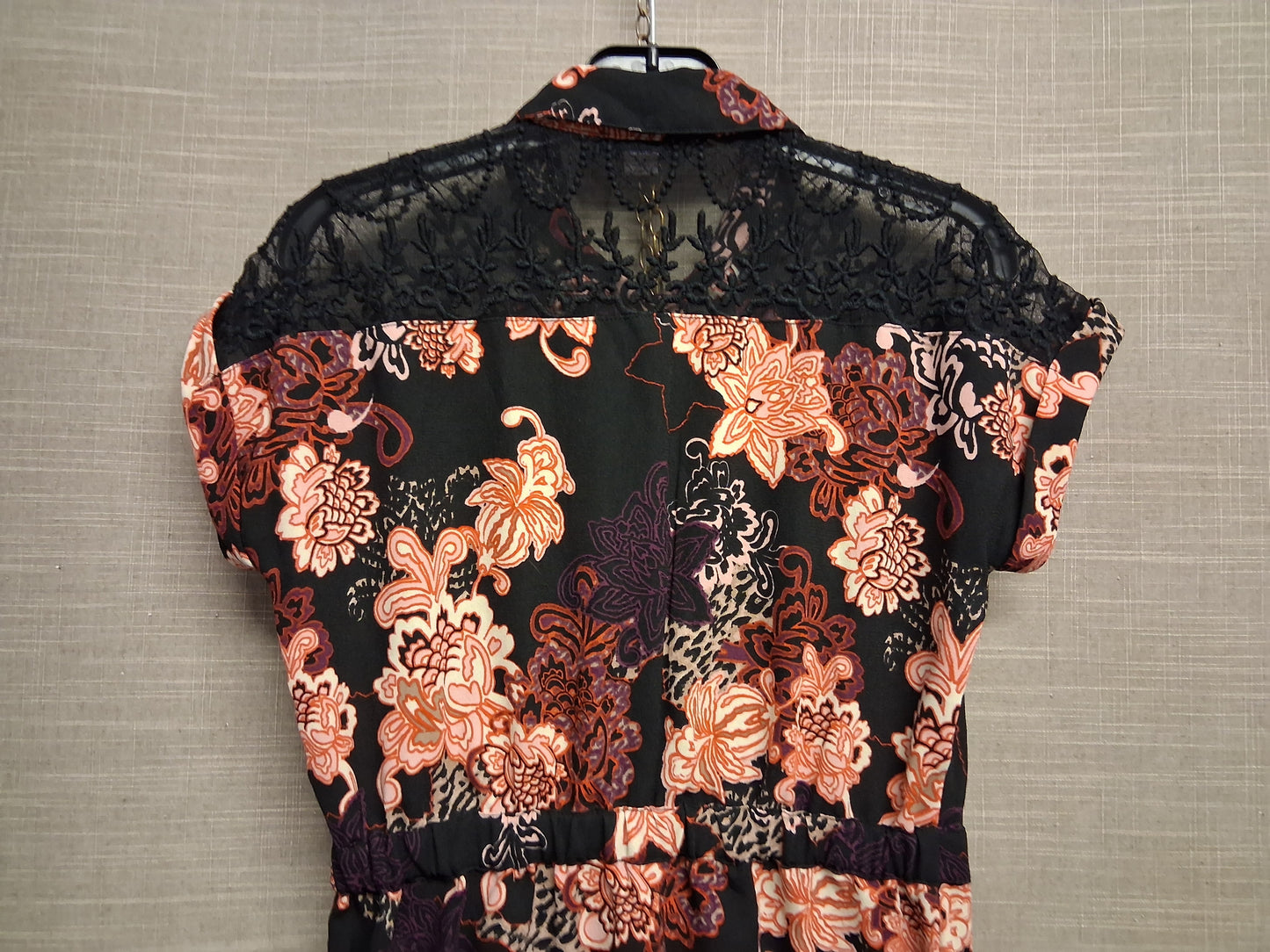 River Island Girls Shirt Dress Floral Multicolour Lace Shoulders Age 10 Years
