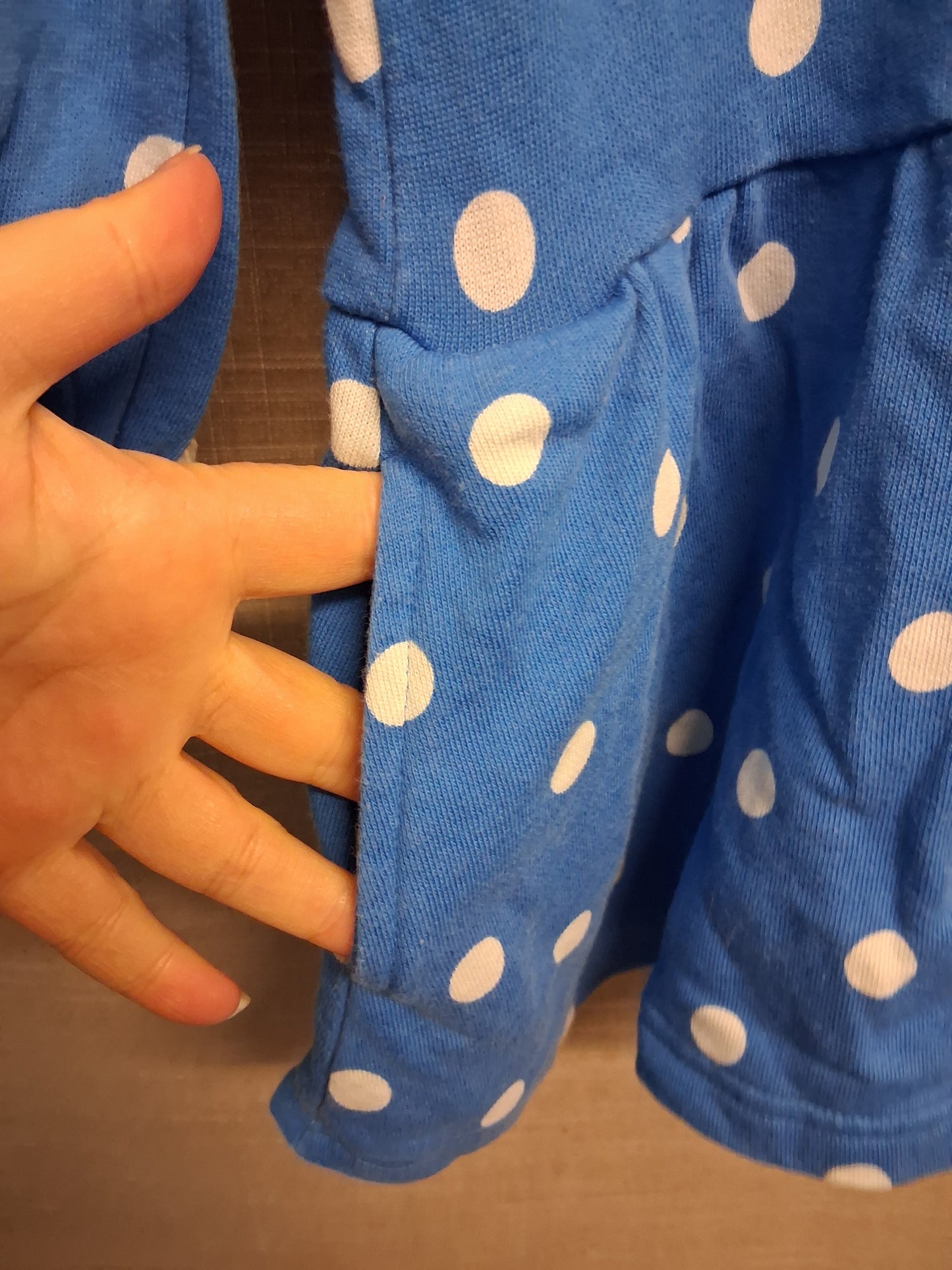 Mini Boden Blue White Spotty Long Sleeve Sweater Dress Age 3-4 Years